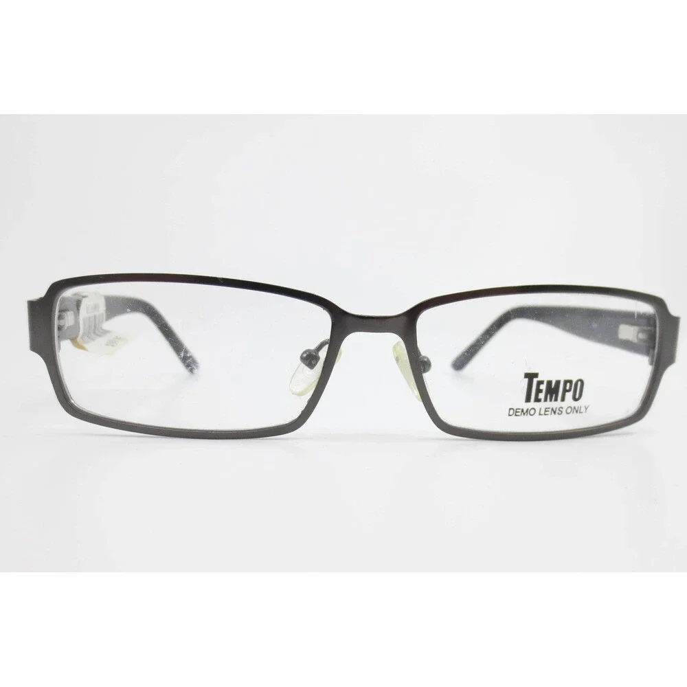 Tempo Mens Trend ECCA 1546 Rectangular Eyeglasses Frames Brown Black 54-18-140